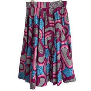 Vibrant Multicolor Women's Skirt handmade retro artsy costume dress up flared